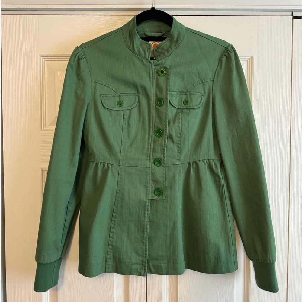 Anthropologie Tulle lightweight green canvas jacket